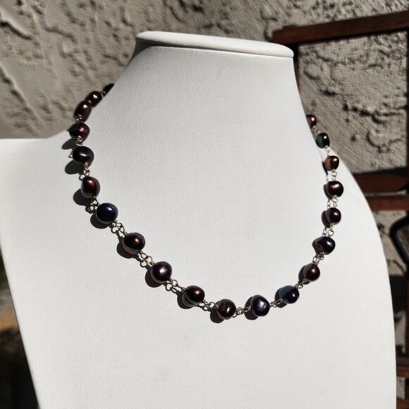 Silpada Freshwater Pearl Necklace N1183 Purple Black Iridescent Sterling Silver - Picture 10 of 10